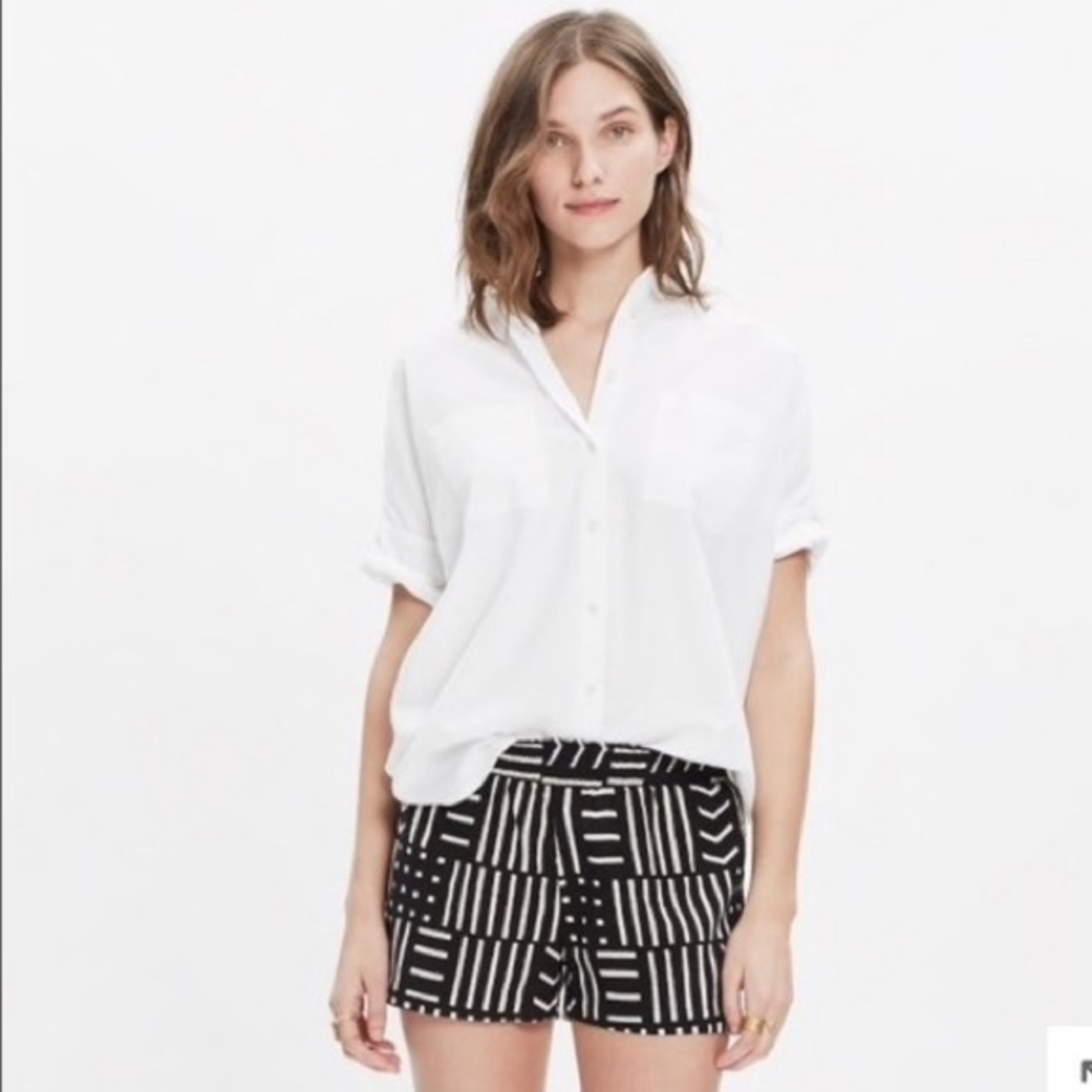 Madewell black and white patterned shorts, size medium